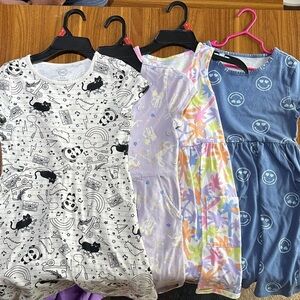 EUC Wonder Nation Girl’s Dress Bundle of 4 - Black, White, Purple, Blue, Pink